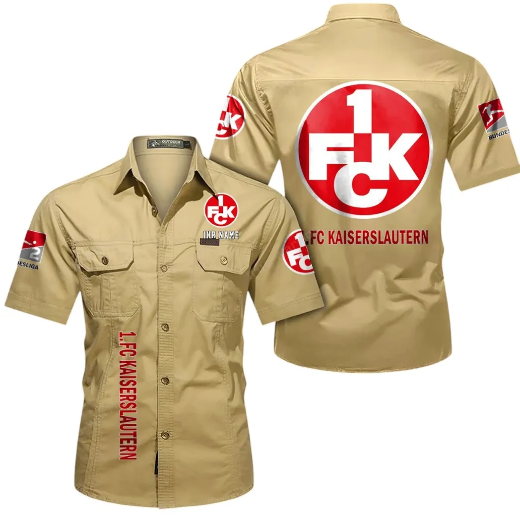 1. FC Kaiserslautern Hemd mit kurzen Ärmeln, All-Over-Print Kurzarmhemd BDE11052625244 - Khaki