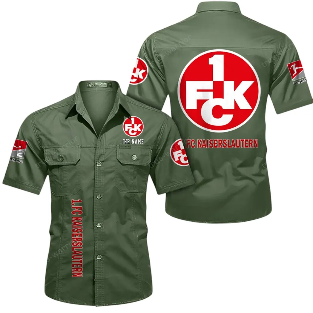 1. FC Kaiserslautern Hemd mit kurzen Ärmeln, All-Over-Print Kurzarmhemd BDE11052625244 - Olivgrün