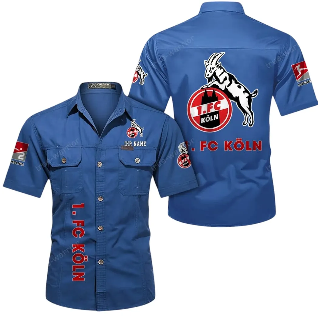 1. FC Köln Hemd mit kurzen Ärmeln, All-Over-Print Kurzarmhemd BDE11052625245 - Cowboyblau