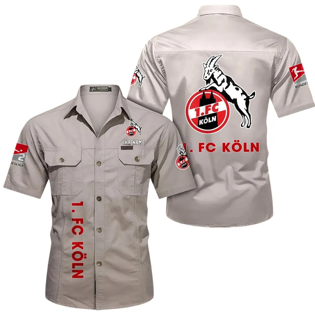 1. FC Köln Hemd mit kurzen Ärmeln, All-Over-Print Kurzarmhemd BDE11052625245 - Beige