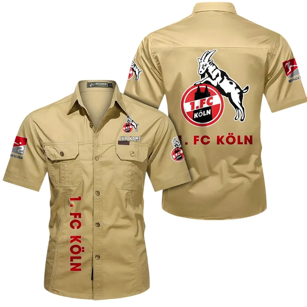 1. FC Köln Hemd mit kurzen Ärmeln, All-Over-Print Kurzarmhemd BDE11052625245 - Khaki