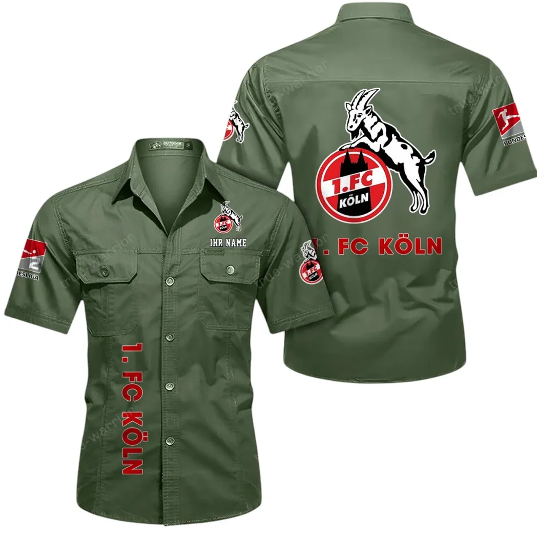 1. FC Köln Hemd mit kurzen Ärmeln, All-Over-Print Kurzarmhemd BDE11052625245 - Olivgrün