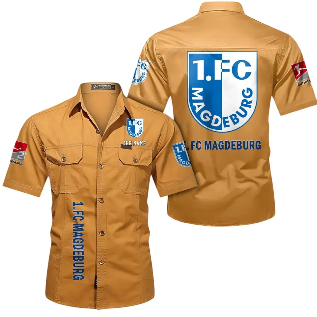 1. FC Magdeburg Hemd mit kurzen Ärmeln, All-Over-Print Kurzarmhemd BDE11052625272 - Gelb-Orange