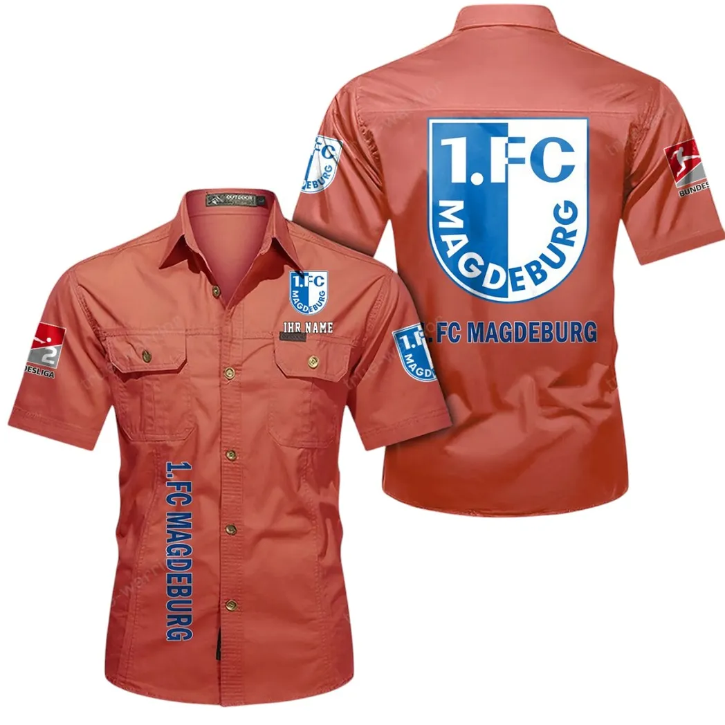 1. FC Magdeburg Hemd mit kurzen Ärmeln, All-Over-Print Kurzarmhemd BDE11052625272 - Rot