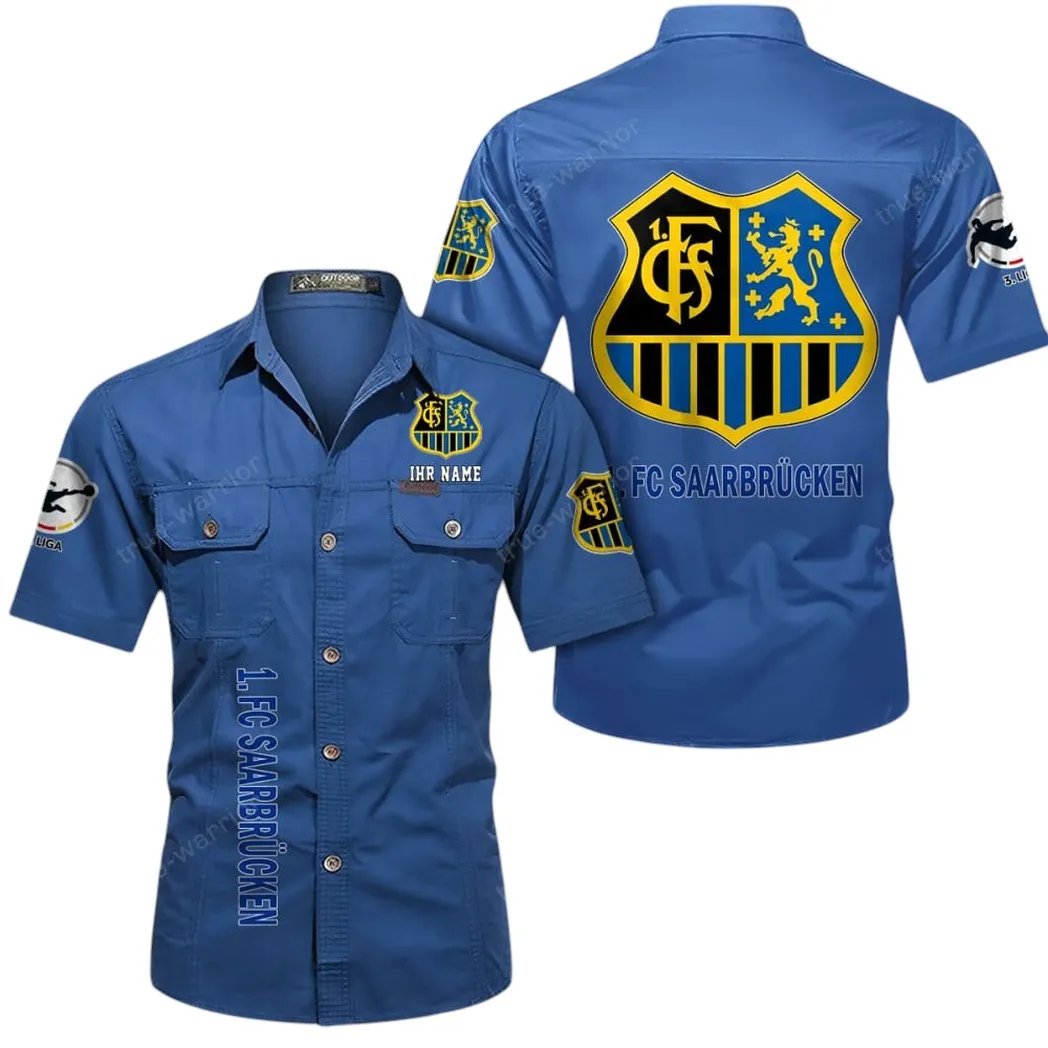 1. FC Saarbrücken Hemd mit kurzen Ärmeln, All-Over-Print Kurzarmhemd BDE11052625239 - Cowboyblau