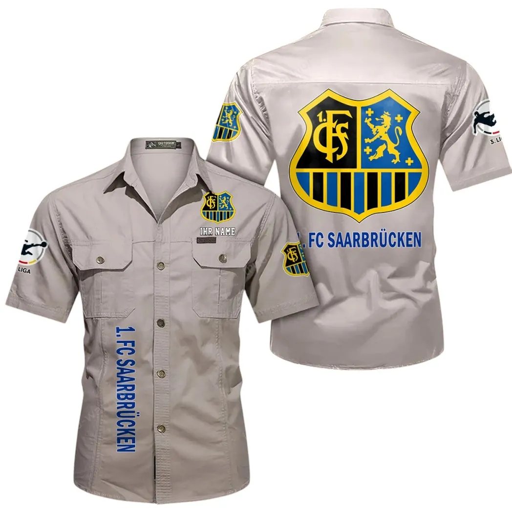 1. FC Saarbrücken Hemd mit kurzen Ärmeln, All-Over-Print Kurzarmhemd BDE11052625239 - Beige