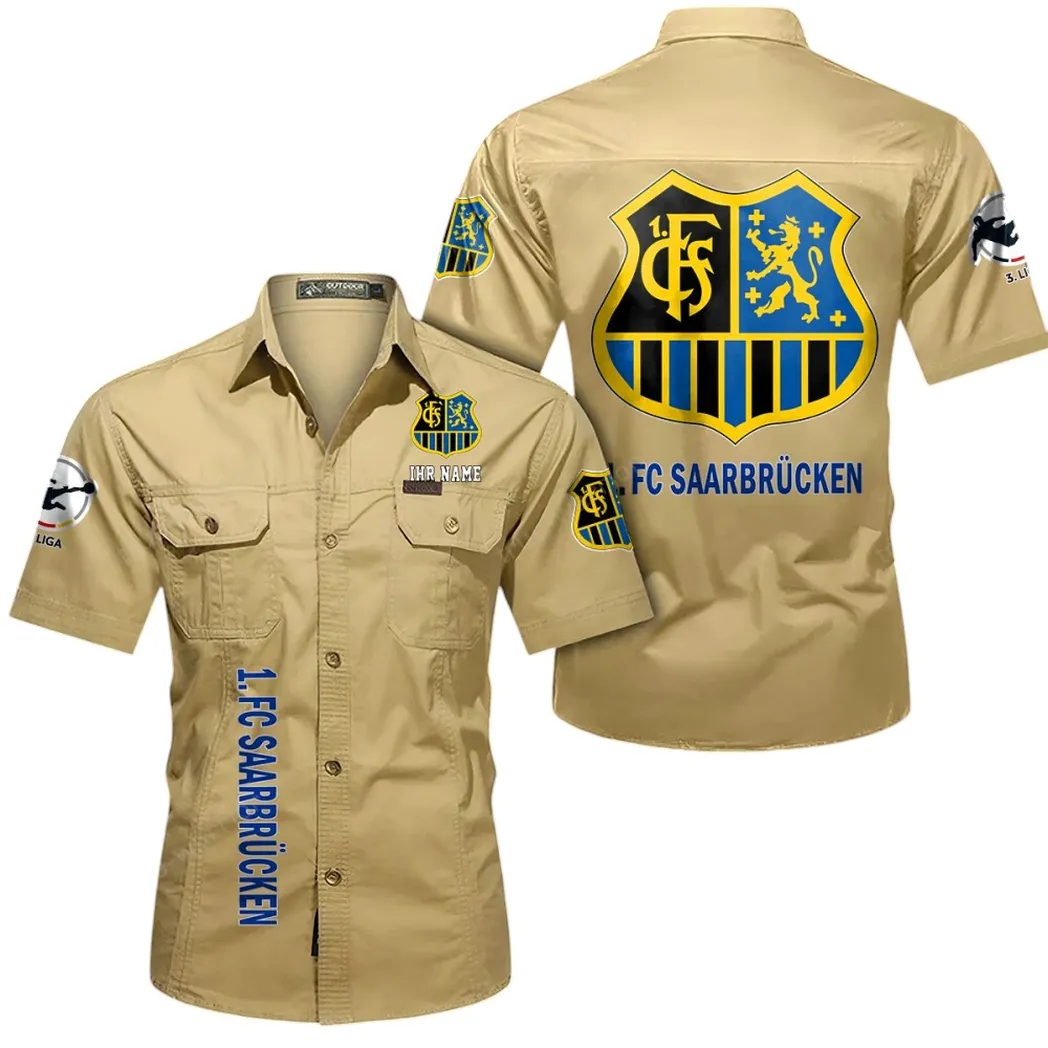 1. FC Saarbrücken Hemd mit kurzen Ärmeln, All-Over-Print Kurzarmhemd BDE11052625239 - Khaki