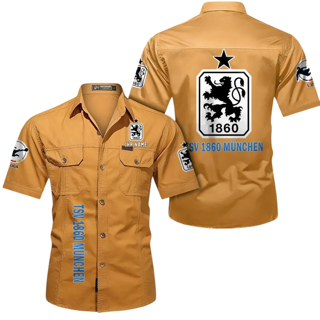 1860 Munich Hemd mit kurzen Ärmeln, All-Over-Print Kurzarmhemd BDE11052625257 - Gelb-Orange