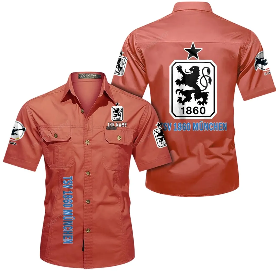 1860 Munich Hemd mit kurzen Ärmeln, All-Over-Print Kurzarmhemd BDE11052625257 - Rot