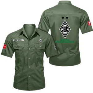 Borussia Monchengladbach Hemd mit kurzen Ärmeln, All-Over-Print Kurzarmhemd BDE10051325888 - Olivgrün