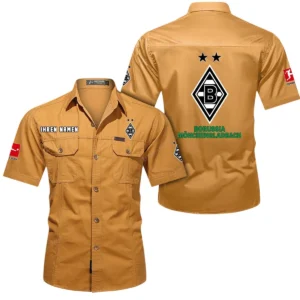 Borussia Monchengladbach Hemd mit kurzen Ärmeln, All-Over-Print Kurzarmhemd BDE10051325888 - Gelb-Orange
