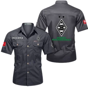 Borussia Monchengladbach Hemd mit kurzen Ärmeln, All-Over-Print Kurzarmhemd BDE10051325888 - Grau
