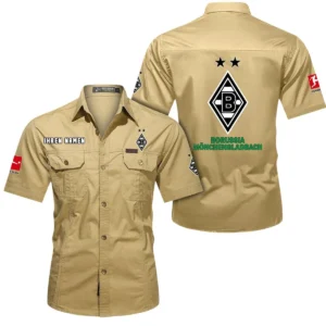 Borussia Monchengladbach Hemd mit kurzen Ärmeln, All-Over-Print Kurzarmhemd BDE10051325888 - Khaki