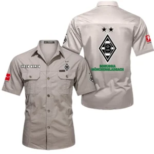 Borussia Monchengladbach Hemd mit kurzen Ärmeln, All-Over-Print Kurzarmhemd BDE10051325888 - Cremeweiß