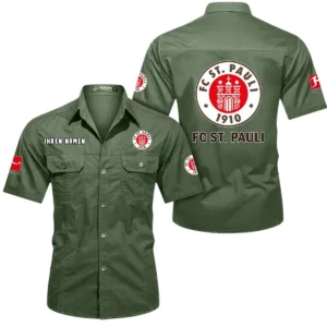 FC St. Pauli Hemd mit kurzen Ärmeln, All-Over-Print Kurzarmhemd BDE10051325895 - Olivgrün