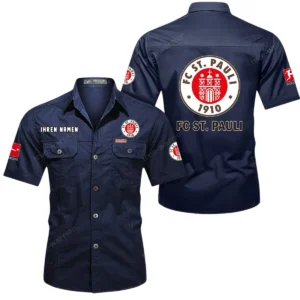 FC St. Pauli Hemd mit kurzen Ärmeln, All-Over-Print Kurzarmhemd BDE10051325895 - Dunkelblau