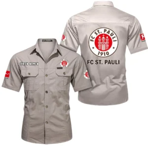 FC St. Pauli Hemd mit kurzen Ärmeln, All-Over-Print Kurzarmhemd BDE10051325895 - Beige