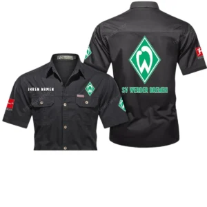 Werder Bremen Hemd mit kurzen Ärmeln, All-Over-Print Kurzarmhemd BDE10051325898 - Schwarz