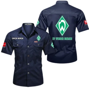 Werder Bremen Hemd mit kurzen Ärmeln, All-Over-Print Kurzarmhemd BDE10051325898 - Dunkelblau