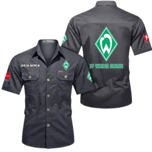 Werder Bremen Hemd mit kurzen Ärmeln, All-Over-Print Kurzarmhemd BDE10051325898 - Grau