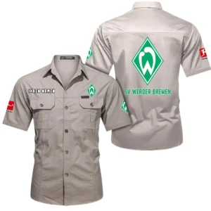 Werder Bremen Hemd mit kurzen Ärmeln, All-Over-Print Kurzarmhemd BDE10051325898 - Beige