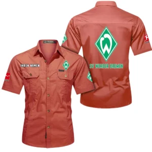 Werder Bremen Hemd mit kurzen Ärmeln, All-Over-Print Kurzarmhemd BDE10051325898 - Rot