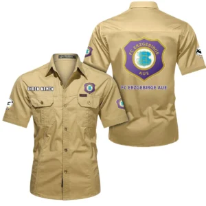 Erzgebirge Aue Hemd mit kurzen Ärmeln, All-Over-Print Kurzarmhemd BDE10051325899 - Khaki