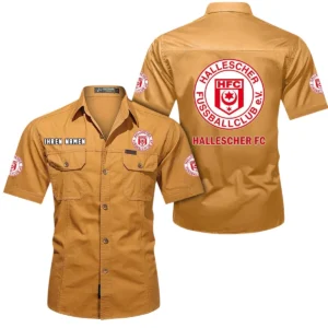 Hallescher Hemd mit kurzen Ärmeln, All-Over-Print Kurzarmhemd BDE10051325900 - Gelb-Orange