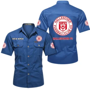 Hallescher Hemd mit kurzen Ärmeln, All-Over-Print Kurzarmhemd BDE10051325900 - Cowboyblau