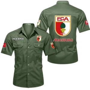 FC Augsburg Hemd mit kurzen Ärmeln, All-Over-Print Kurzarmhemd BDE10051325904 - Olivgrün