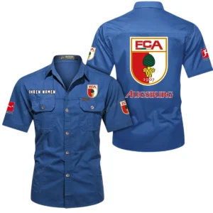 FC Augsburg Hemd mit kurzen Ärmeln, All-Over-Print Kurzarmhemd BDE10051325904 - Cowboyblau