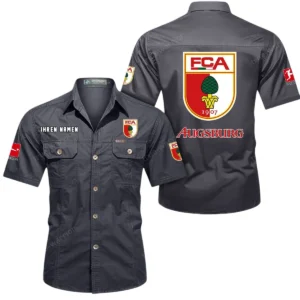 FC Augsburg Hemd mit kurzen Ärmeln, All-Over-Print Kurzarmhemd BDE10051325904 - Grau