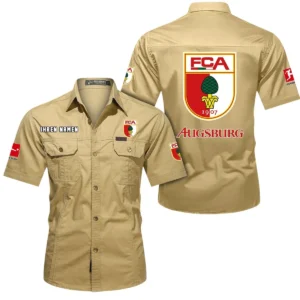 FC Augsburg Hemd mit kurzen Ärmeln, All-Over-Print Kurzarmhemd BDE10051325904 - Khaki