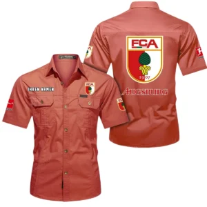 FC Augsburg Hemd mit kurzen Ärmeln, All-Over-Print Kurzarmhemd BDE10051325904 - Rot