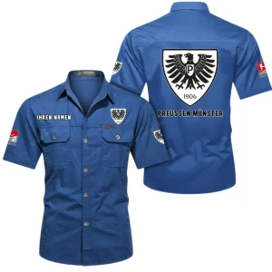 SC Preußen Münster Hemd mit kurzen Ärmeln, All-Over-Print Kurzarmhemd BDE10051325905 - Cowboyblau