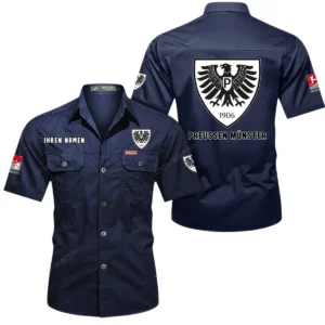 SC Preußen Münster Hemd mit kurzen Ärmeln, All-Over-Print Kurzarmhemd BDE10051325905 - Dunkelblau