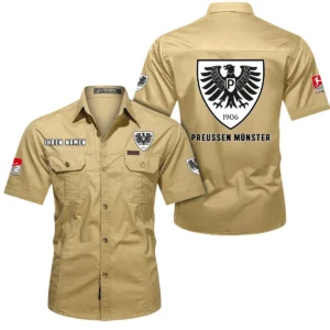 SC Preußen Münster Hemd mit kurzen Ärmeln, All-Over-Print Kurzarmhemd BDE10051325905 - Khaki