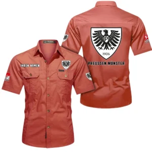 SC Preußen Münster Hemd mit kurzen Ärmeln, All-Over-Print Kurzarmhemd BDE10051325905 - Rot