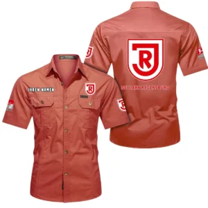 Jahn Regensburg Hemd mit kurzen Ärmeln, All-Over-Print Kurzarmhemd BDE10051325906 - Rot