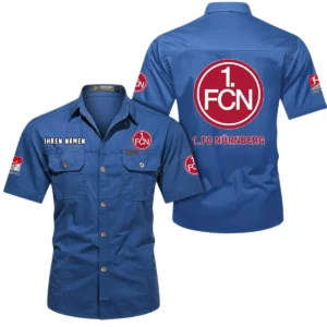1. FC Nurnberg Hemd mit kurzen Ärmeln, All-Over-Print Kurzarmhemd BDE10051325908 - Cowboyblau