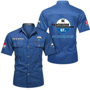 SC Paderborn Hemd mit kurzen Ärmeln, All-Over-Print Kurzarmhemd BDE10051325911 - Cowboyblau