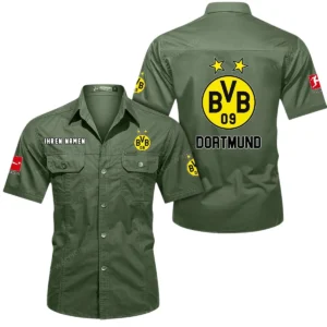 Borussia Dortmund Hemd mit kurzen Ärmeln, All-Over-Print Kurzarmhemd BDE10051325913 - Olivgrün