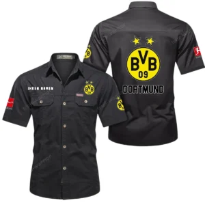 Borussia Dortmund Hemd mit kurzen Ärmeln, All-Over-Print Kurzarmhemd BDE10051325913 - Schwarz