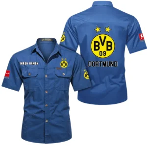 Borussia Dortmund Hemd mit kurzen Ärmeln, All-Over-Print Kurzarmhemd BDE10051325913 - Cowboyblau