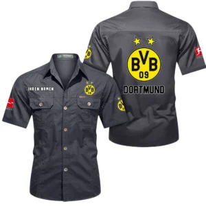 Borussia Dortmund Hemd mit kurzen Ärmeln, All-Over-Print Kurzarmhemd BDE10051325913 - Grau