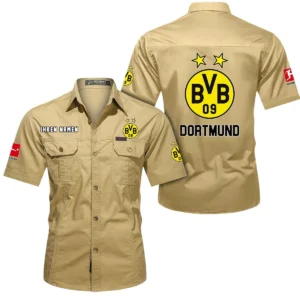 Borussia Dortmund Hemd mit kurzen Ärmeln, All-Over-Print Kurzarmhemd BDE10051325913 - Khaki