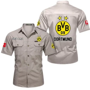 Borussia Dortmund Hemd mit kurzen Ärmeln, All-Over-Print Kurzarmhemd BDE10051325913 - Beige