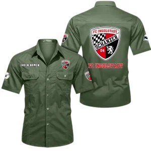 FC Ingolstadt Hemd mit kurzen Ärmeln, All-Over-Print Kurzarmhemd BDE10051325914 - Olivgrün