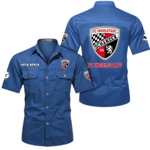FC Ingolstadt Hemd mit kurzen Ärmeln, All-Over-Print Kurzarmhemd BDE10051325914 - Cowboyblau