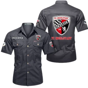 FC Ingolstadt Hemd mit kurzen Ärmeln, All-Over-Print Kurzarmhemd BDE10051325914 - Grau